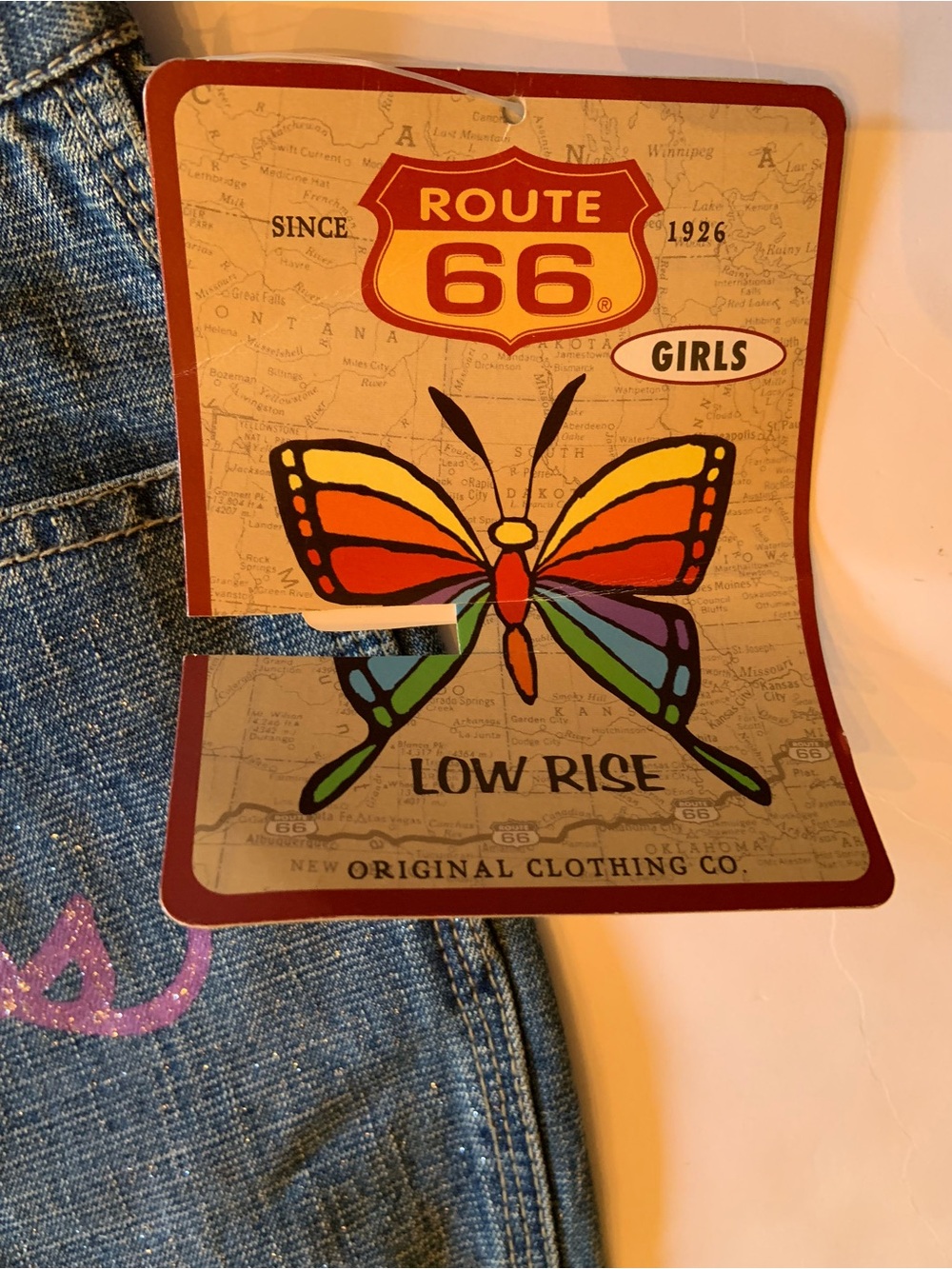 Y2K NWT Route 66 Graffiti Bootcut Glitter Girls Jeans Size 14 - Picture 3 of 12